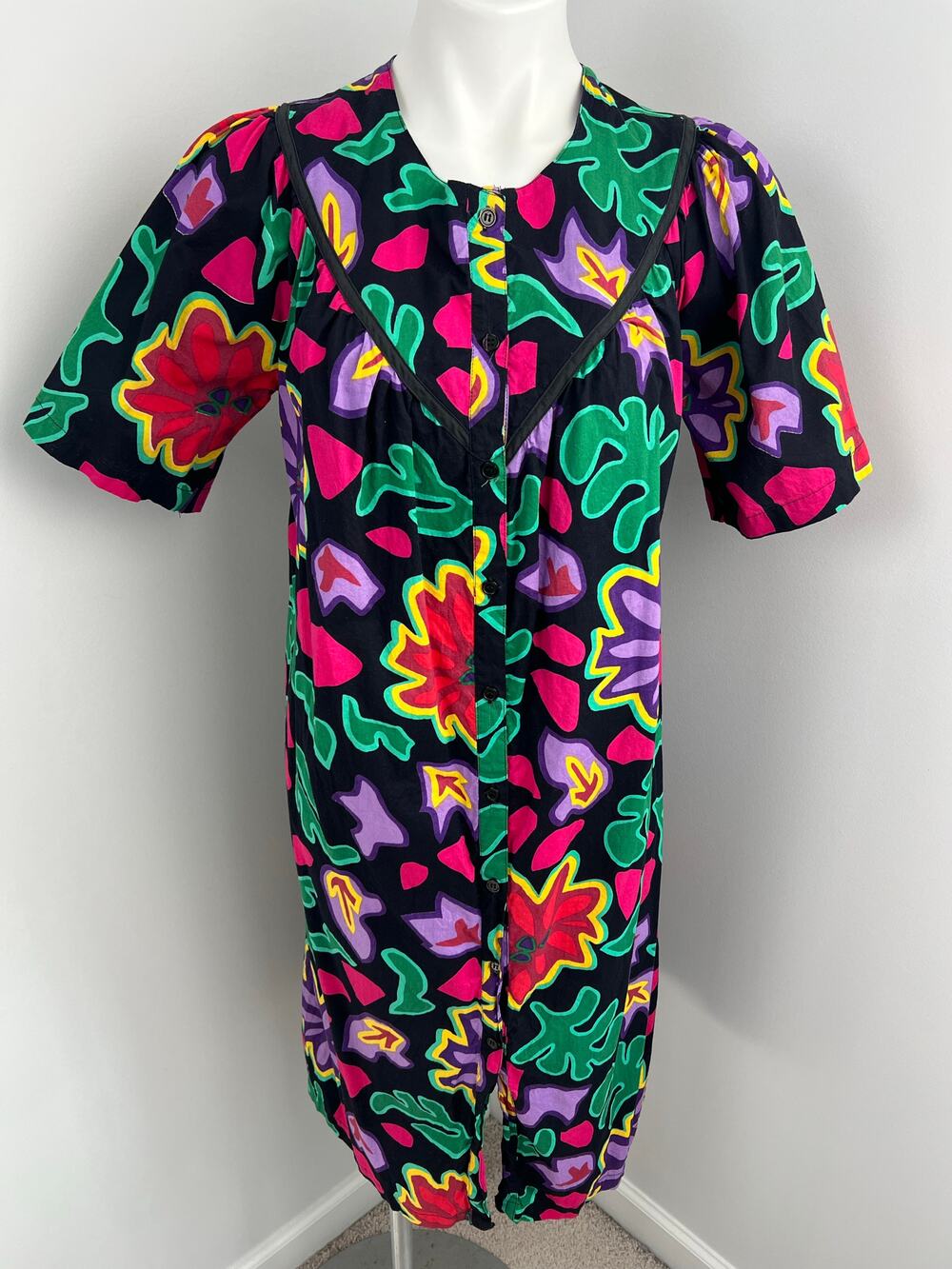Women's Vintage Kelly Reed Multicolor Whacky Artsy Whimsical House Dress Small